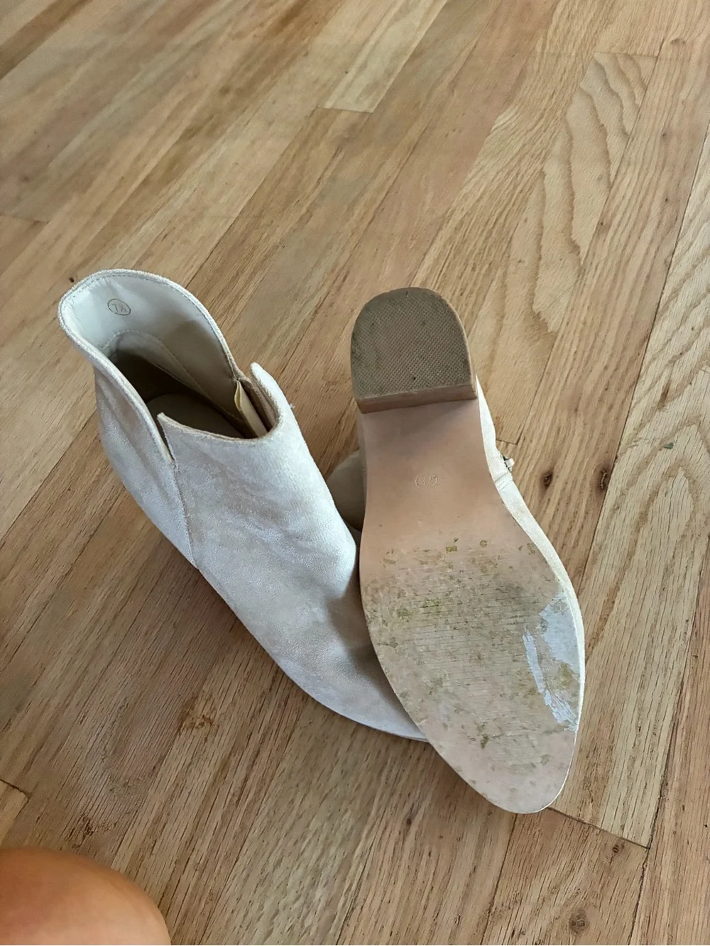 Toms Cream Suede Ankle Booties with Stacked Heel